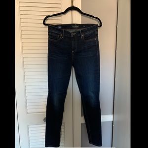 Lucky Brand dark wash skinny jeans.